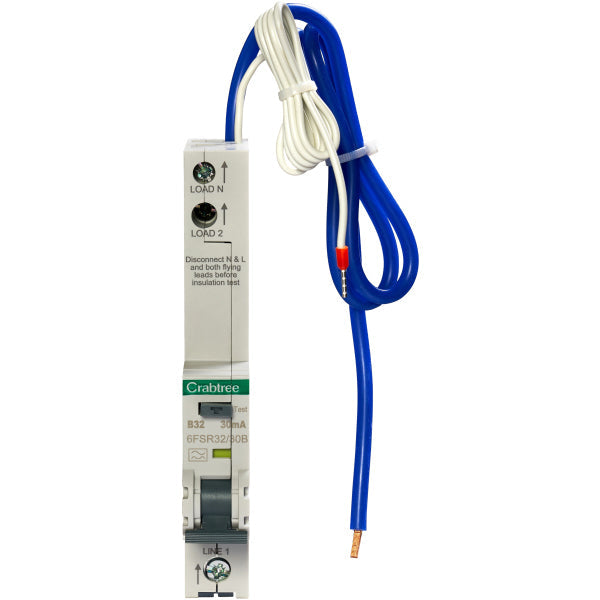 Crabtree 32A 30mA SPN B Curve 6kA Type A RCBO