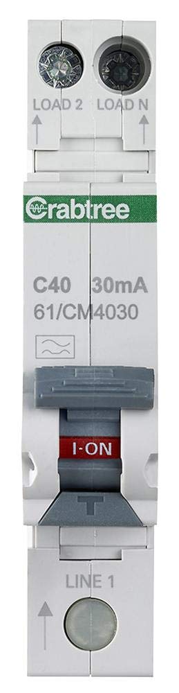 Crabtree 40A 30mA SPswN C Curve 6kA Type A Miniature RCBO