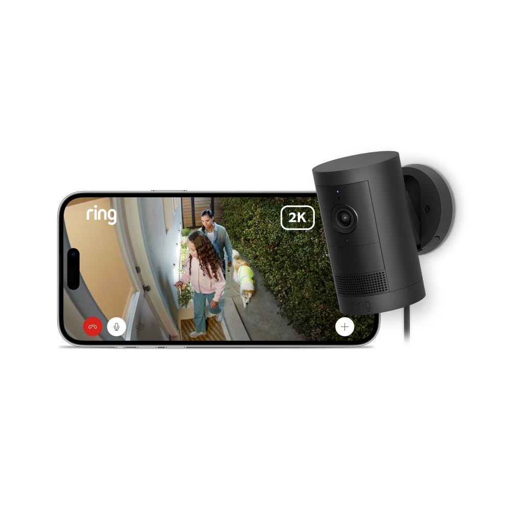 New Ring Outdoor Camera Plus (Plug-in) | 2K Black