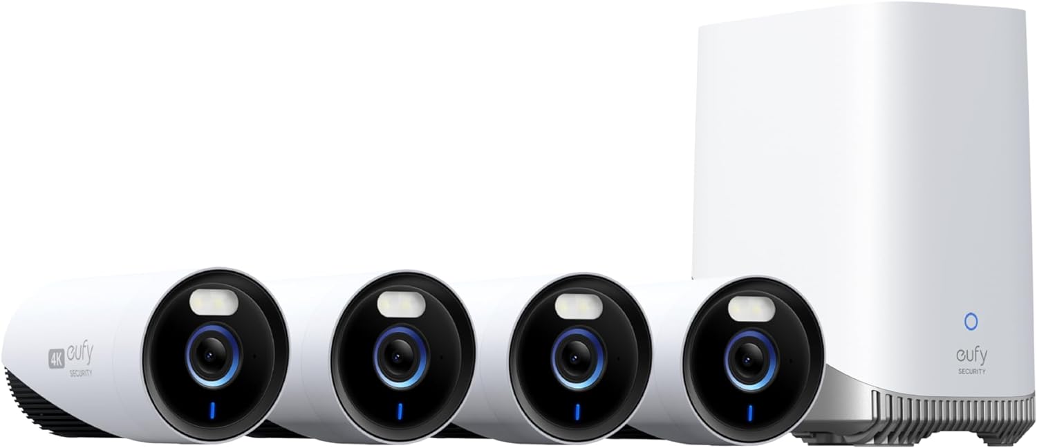 EufyCam 4K 24/7 Smart Protection E330 Kit - 4x Cameras with Homebase 3 (Professional)