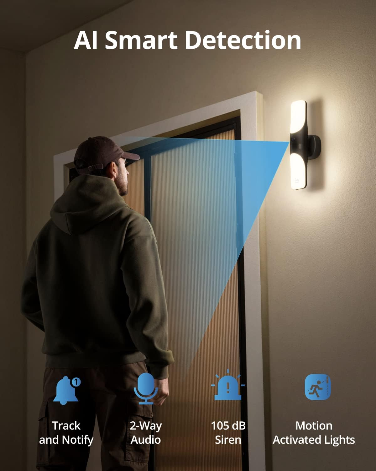 Eufy 2K Wired Wall Light Camera S100 Security Camera Outdoor, 2K Camera with 1200 Lumen Light