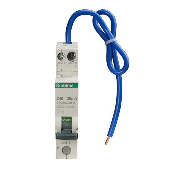 Crabtree 40A 30mA SPswN C Curve 6kA Type A Miniature AFDD RCBO