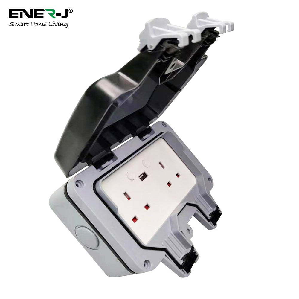 Smart Wi-Fi Waterproof Double Socket IP55 with USB Port