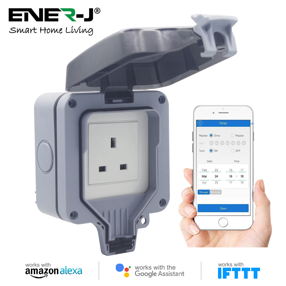 Ener-J Smart Wi-Fi Waterproof Single Socket IP55 SHA5303