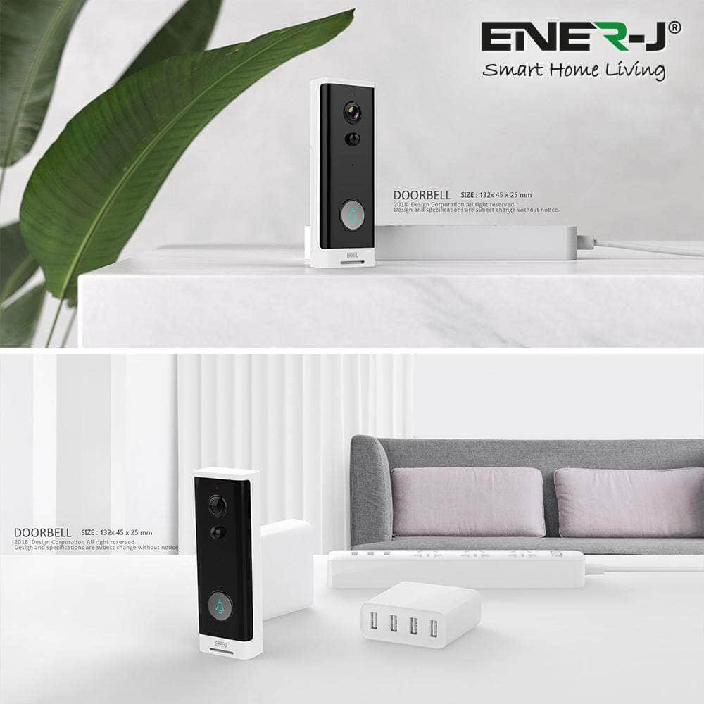 ENER-J Smart Wi-Fi Battery Doorbell 1080p with Plug in Chime SHA5307