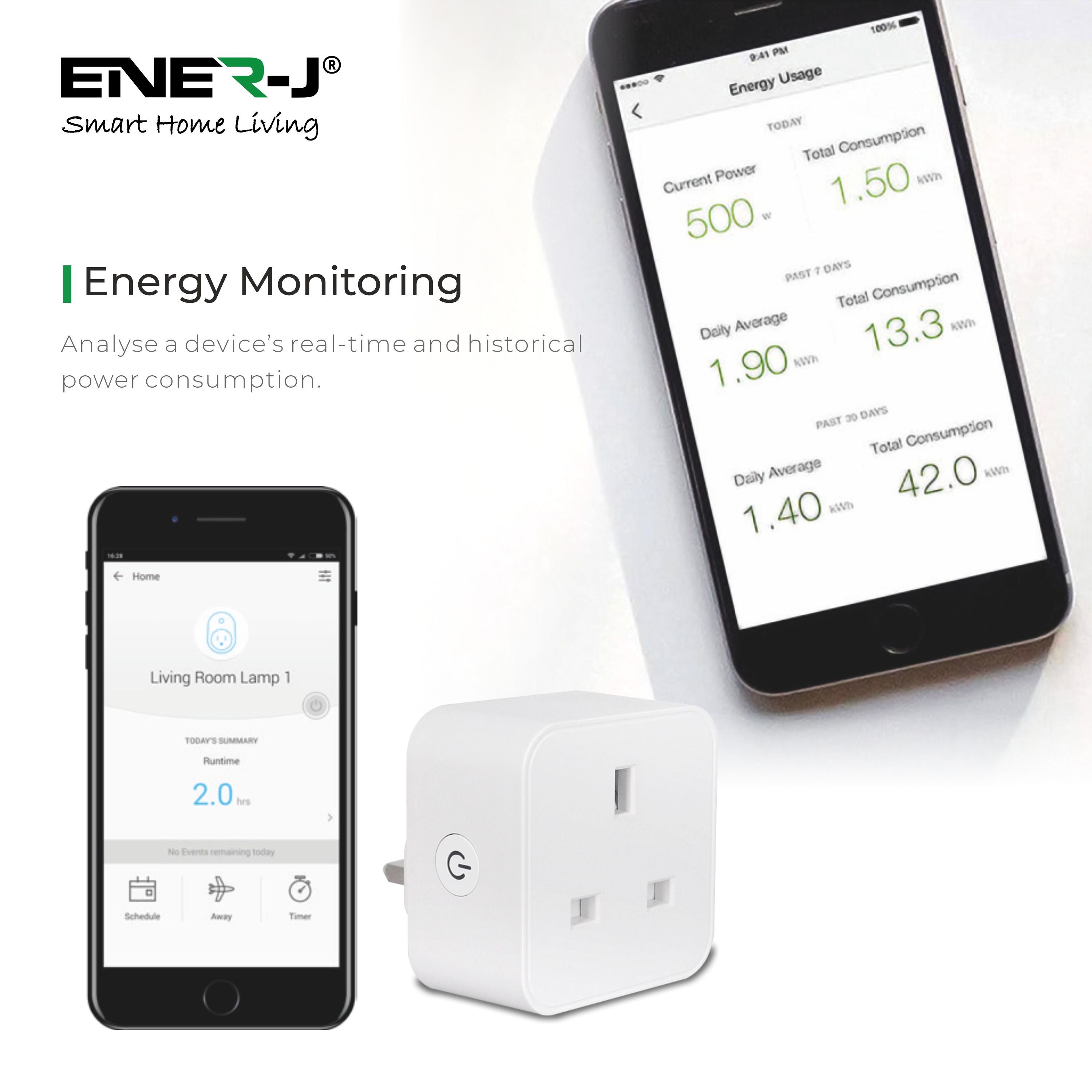 Ener J WiFi Smart Mini plug square UK BS Plug (3 pack) SHA5324-3(MYS1002)