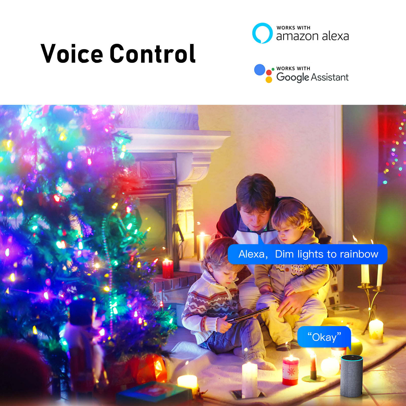 Ener J RGB Fairy Lights 5 Meter Cable, 50 LED'S, WiFi+BLE+IR with Remote Control, UK 3 Pin & USB Port