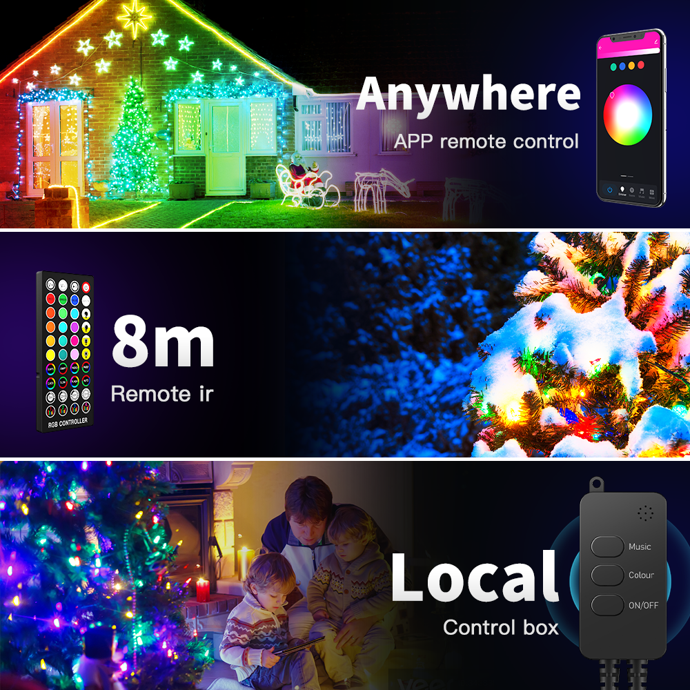 Ener J RGB Fairy Lights 5 Meter Cable, 50 LED'S, WiFi+BLE+IR with Remote Control, UK 3 Pin & USB Port