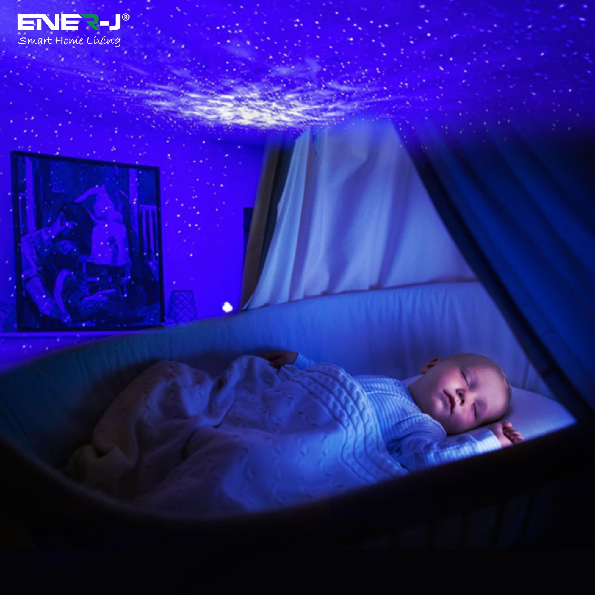 Ener J WiFi + BLE Smart Starry Sky Projector Light with Music Sync Function