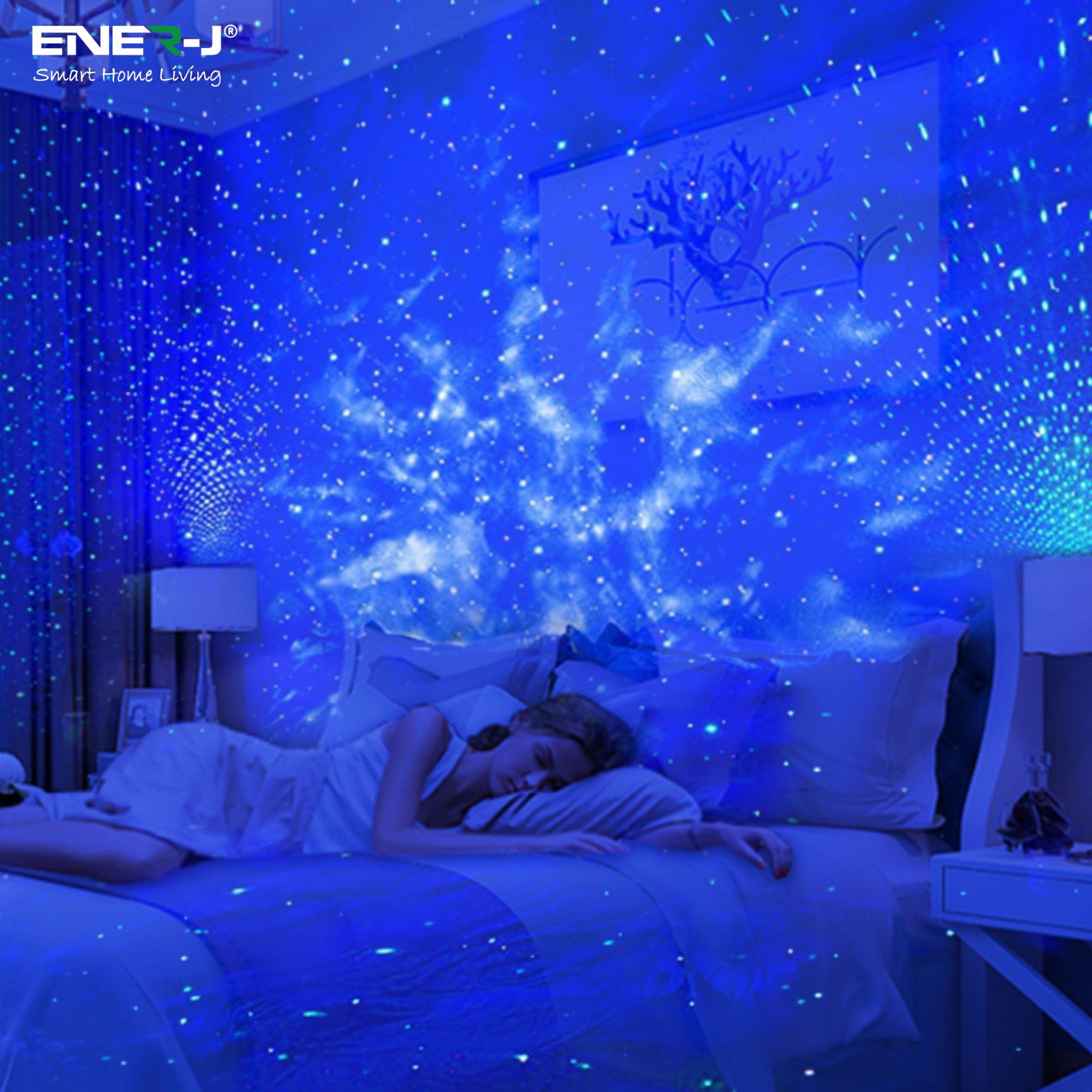 Ener J WiFi + BLE Smart Starry Sky Projector Light with Music Sync Function