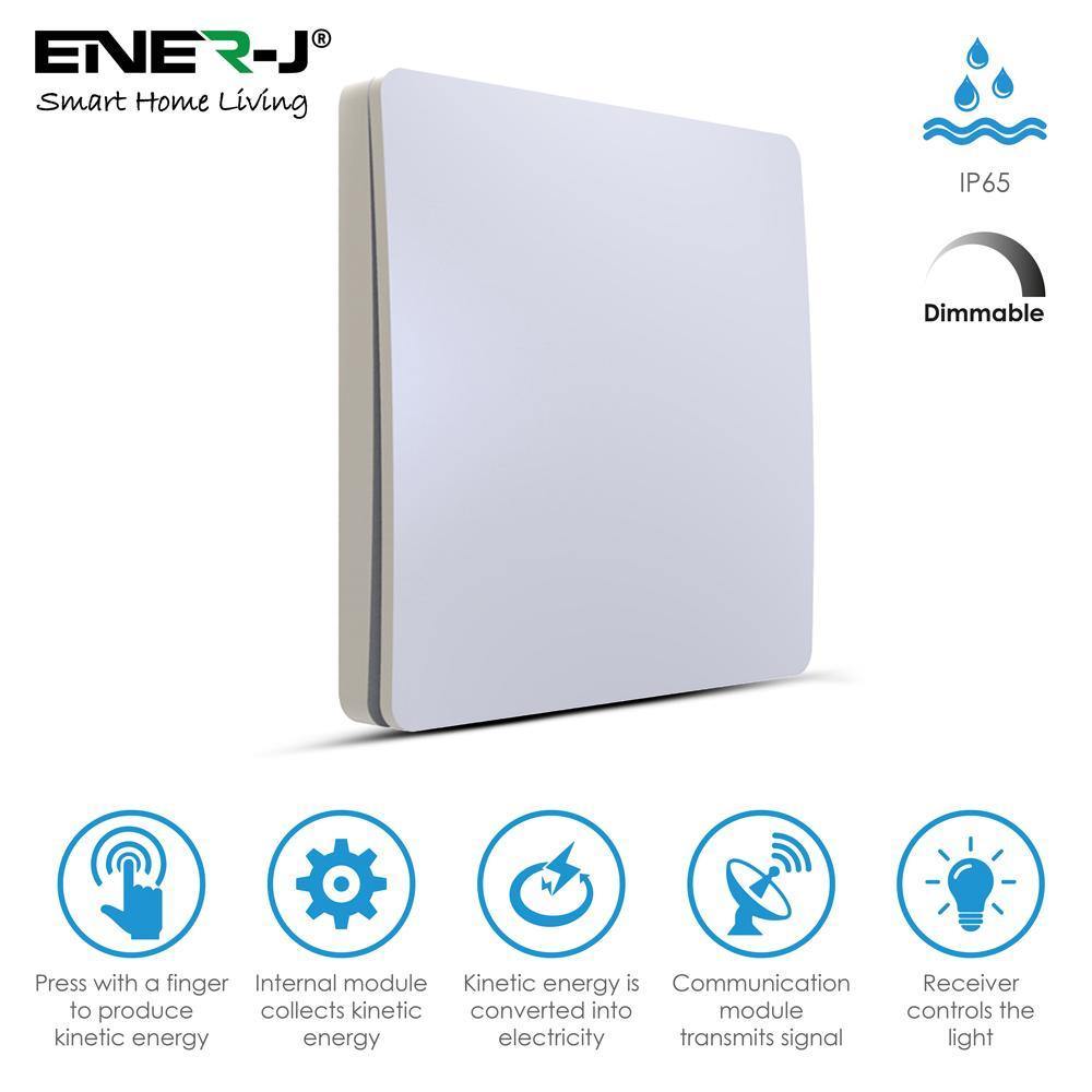 Ener-J 1Gang *PRO RANGE* Kinetic Dimmable Switch - White (WS1024)