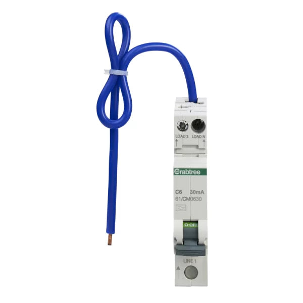 Crabtree 6A 30mA SPswN C Curve 6kA Type A Miniature RCBO