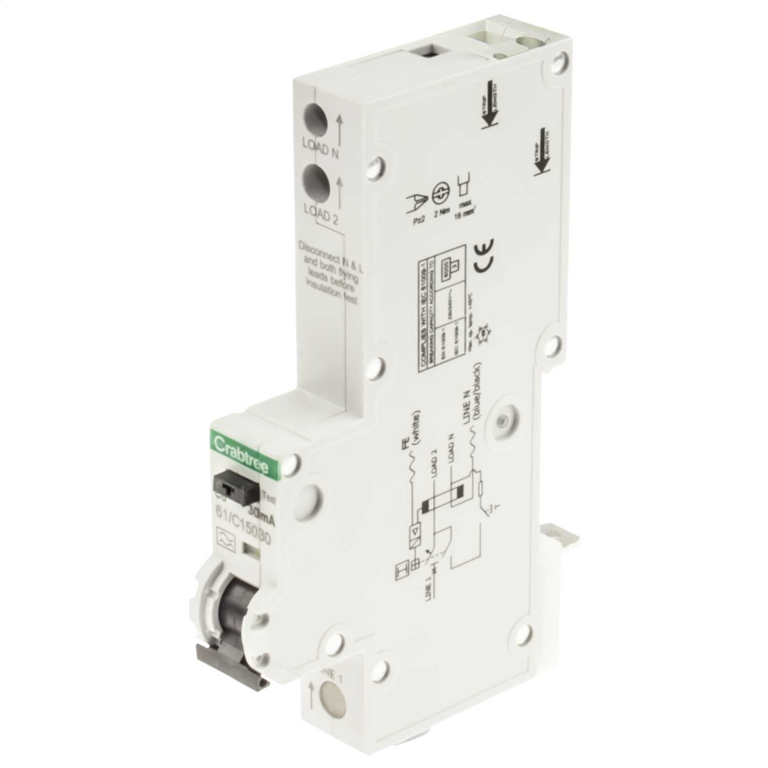 Crabtree 50A 30mA SPN C Curve 6kA Type A RCBO