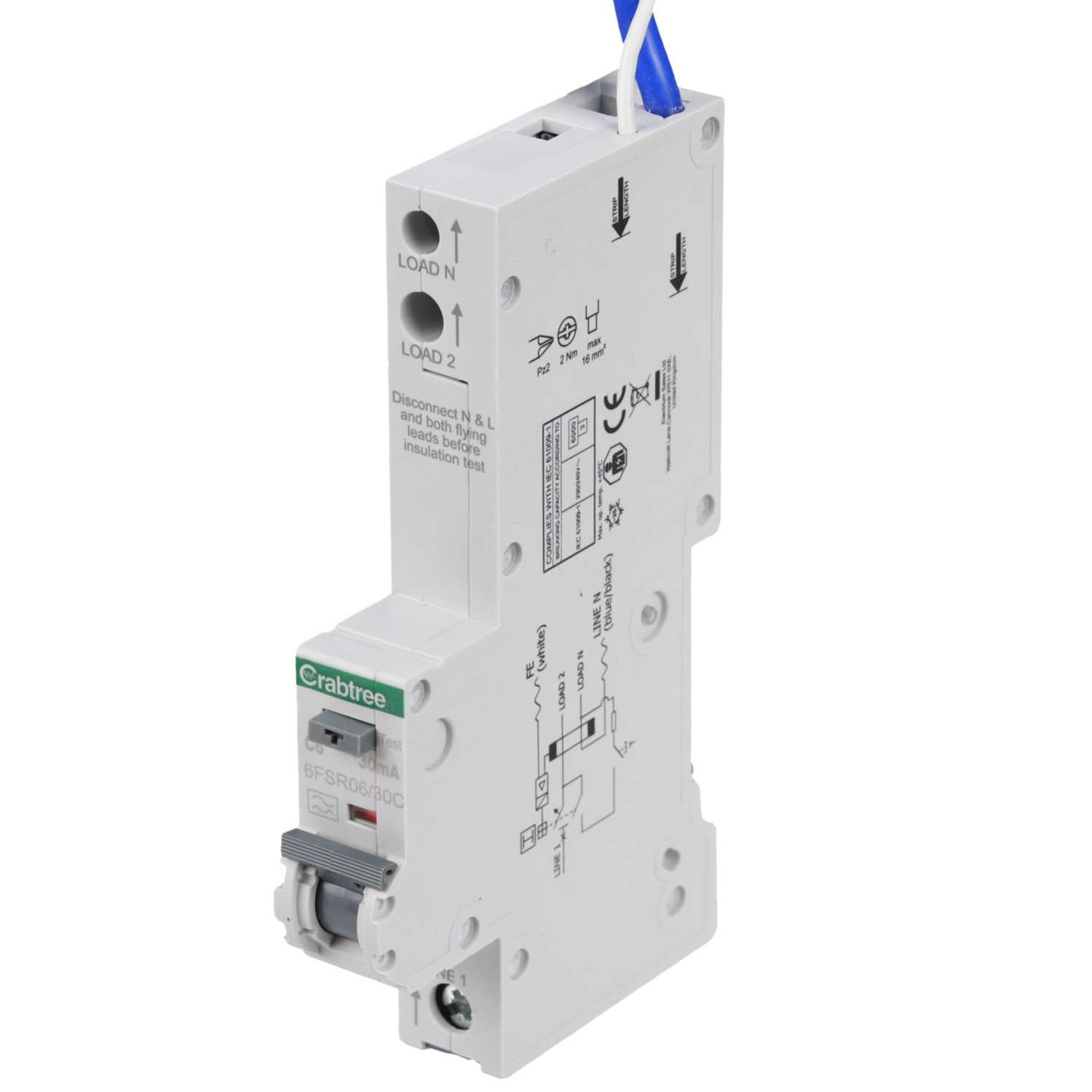 Crabtree 6A 30mA SPN C Curve 6kA Type A RCBO