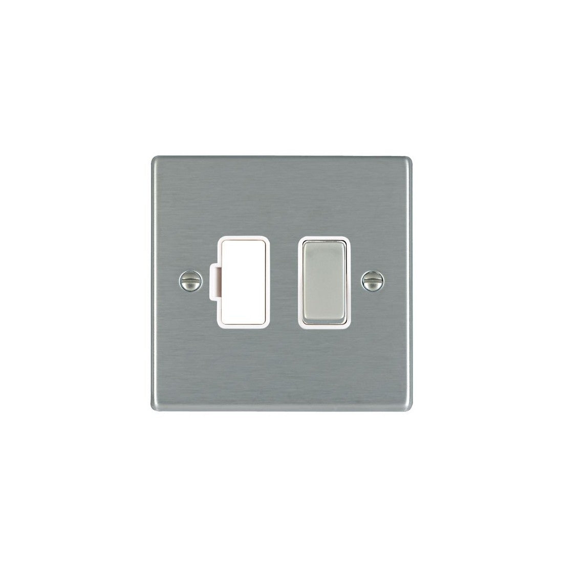 Hamilton 74SPSS-W 1 Gang 13A DP Fused Spur - Satin Steel & White Inserts