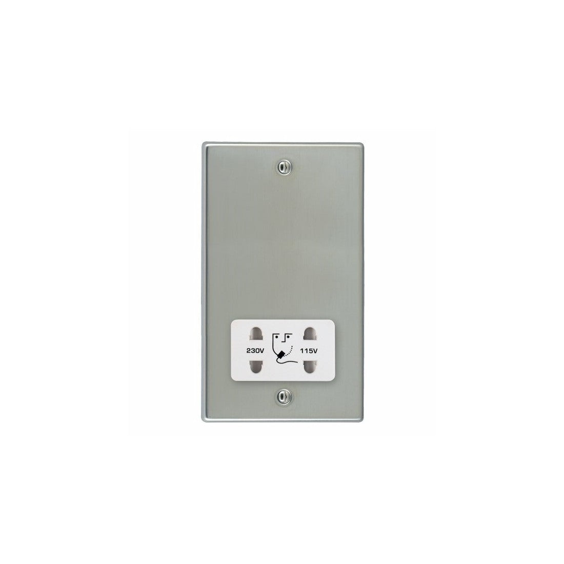 Hamilton 73SHSW Dual Voltage Shaver Socket 115V/240V - Bright Steel & White Insert