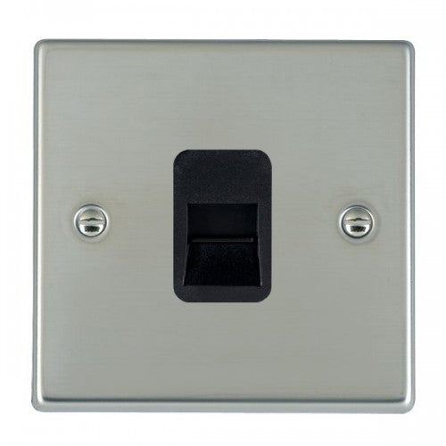 Hamilton 73TCSB 1 Gang Slave Telephone Socket - Polish Chrome & Black Insert
