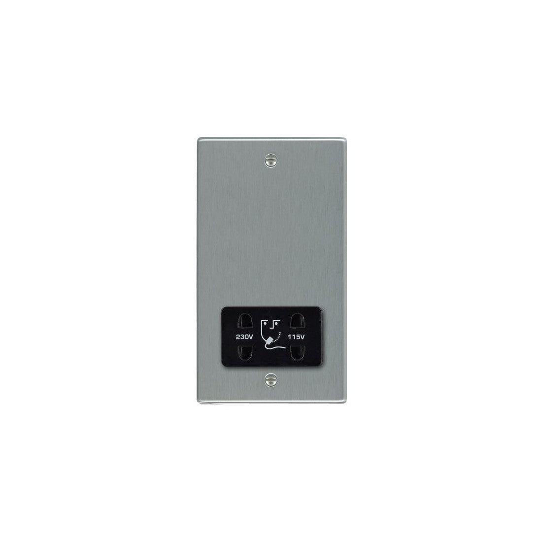 Hamilton 74SHSB Shaver Dual Voltage Unswitched Socket, Satin Steel & Black