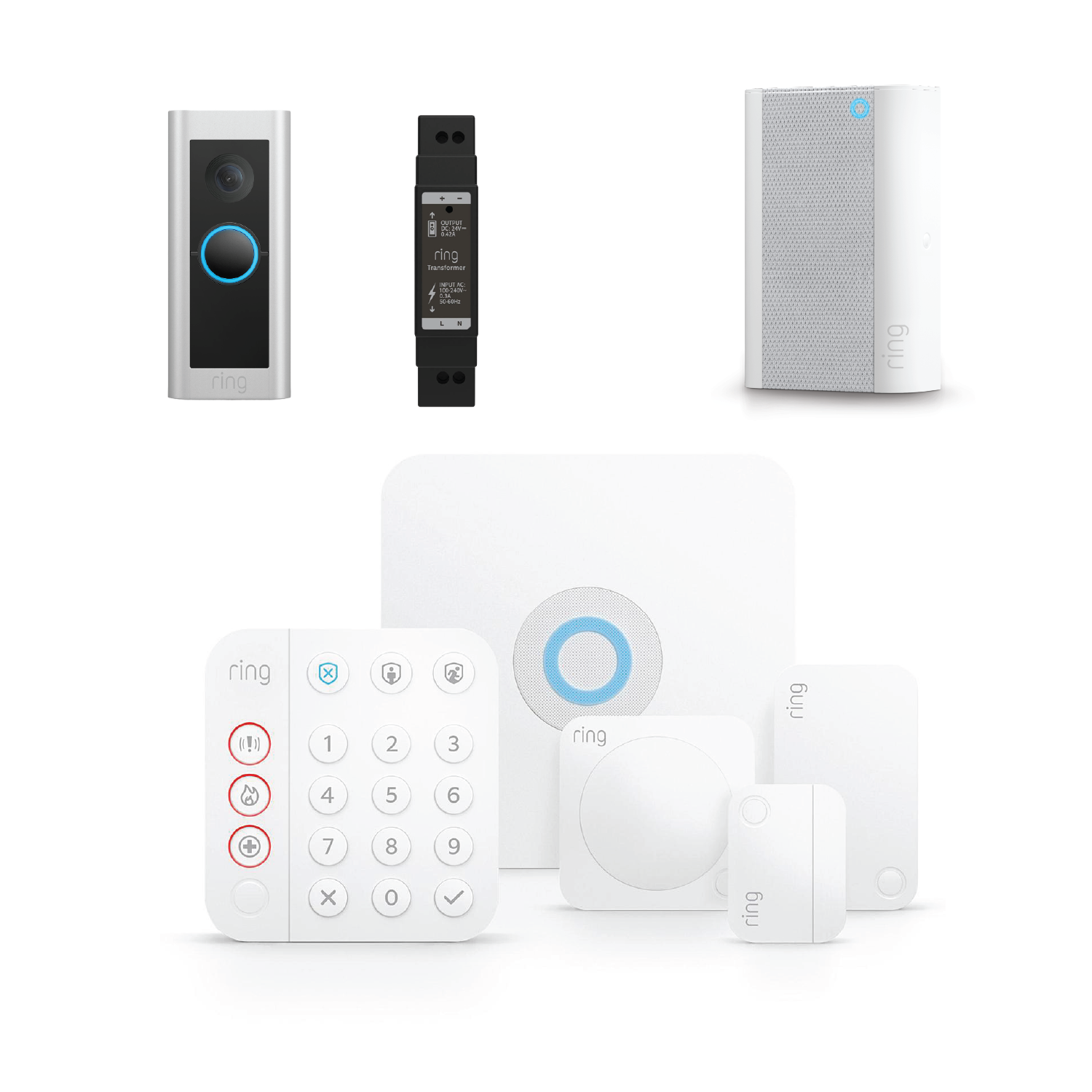 Ring 5 Piece Home Security Kit with Wired Video Doorbell Pro & Chime Pro ( Gen 2) *BUNDLE*